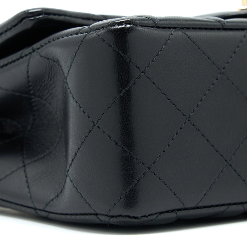 Chanel Classic Mini Rectangular Flap Bag Lambskin Black LGHW (Microchip)