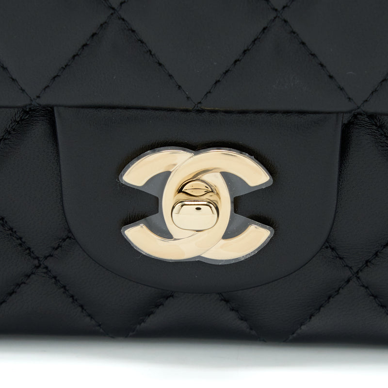 Chanel Classic Mini Rectangular Flap Bag Lambskin Black LGHW (Microchip)