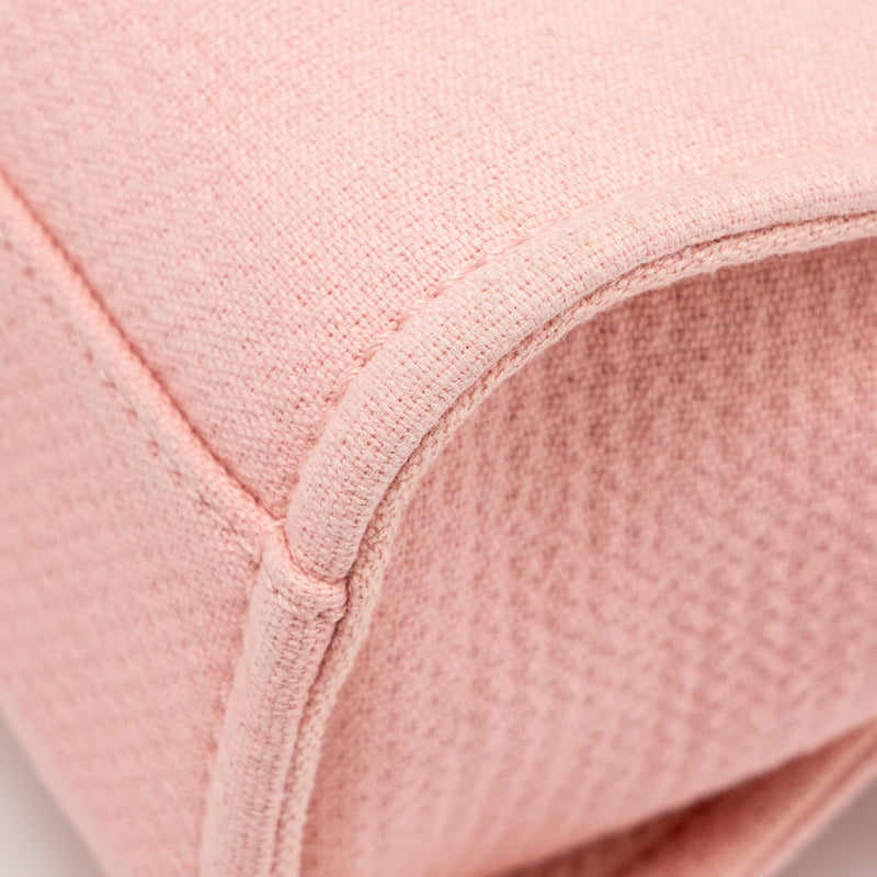 CHANEL DEAUVILLE PM TOTE BAG CANVAS PINK SHW (MICROCHIP)