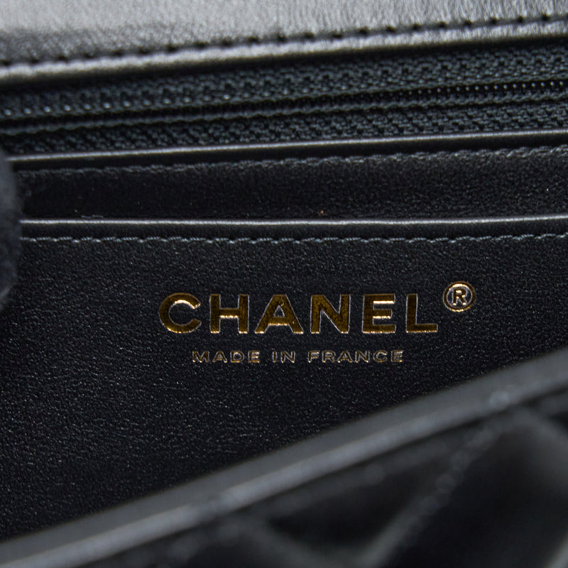 Chanel Classic Mini Rectangular Flap Bag Lambskin Black LGHW (Microchip)