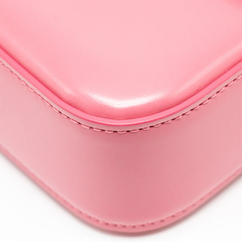 CELINE Triomphe Shoulder Bag Shiny Calfskin Flamingo GHW