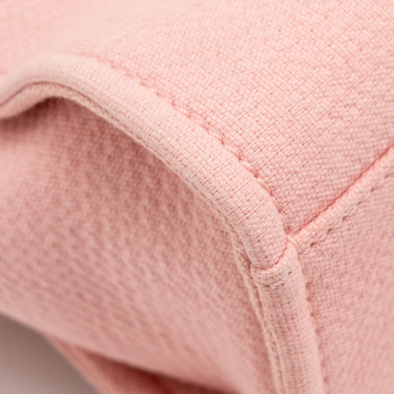 CHANEL DEAUVILLE PM TOTE BAG CANVAS PINK SHW (MICROCHIP)