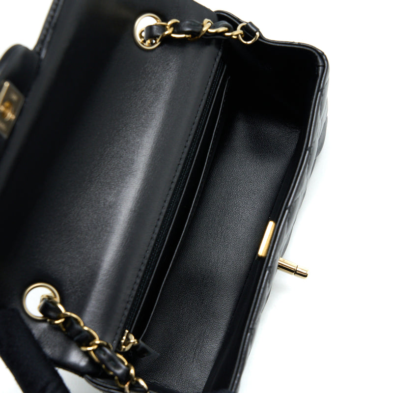 Chanel Classic Mini Rectangular Flap Bag Lambskin Black LGHW (Microchip)
