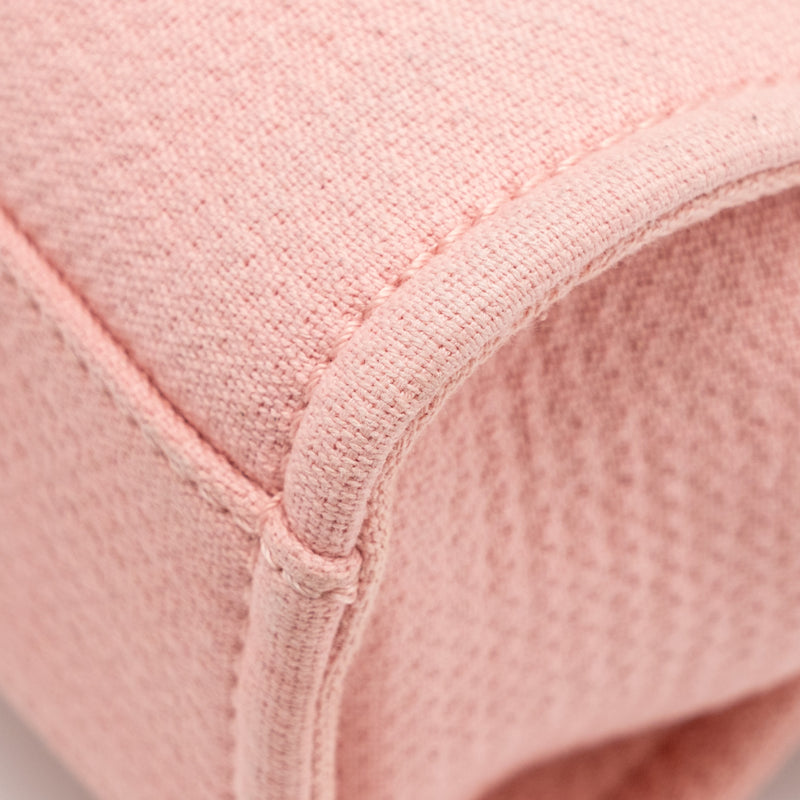 CHANEL DEAUVILLE PM TOTE BAG CANVAS PINK SHW (MICROCHIP)