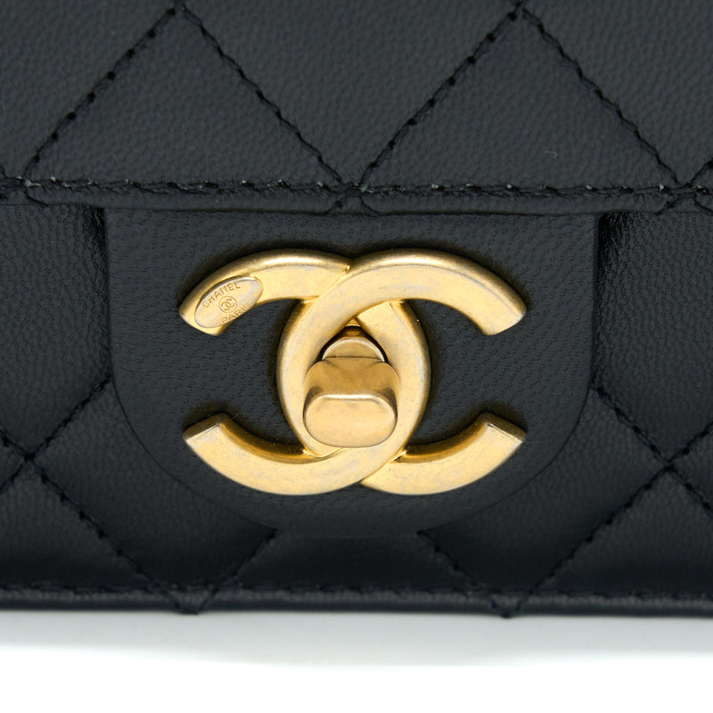 Chanel Classic Flap Card Holder 20C Beige Quilted Caviar with