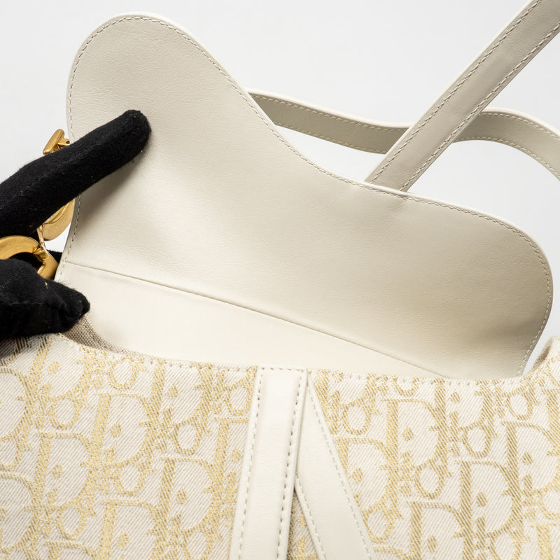 Dior Medium Saddle Bag Oblique Canvas/Leather Latte/Multicolour GHW