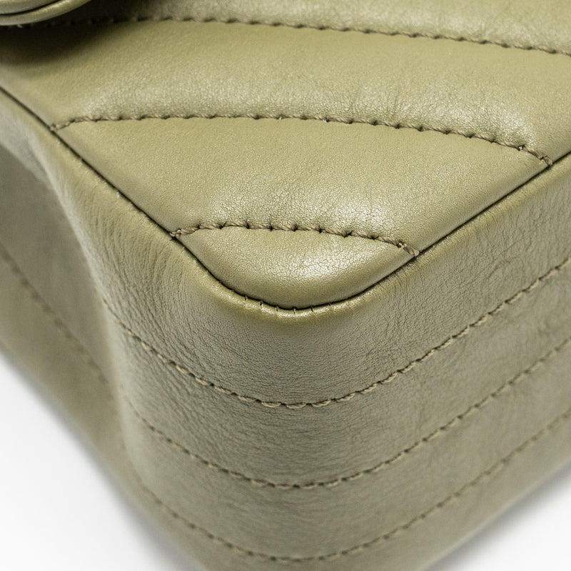 Chanel Chevron Mini Rectangular Flap Bag Calfskin Khaki GHW