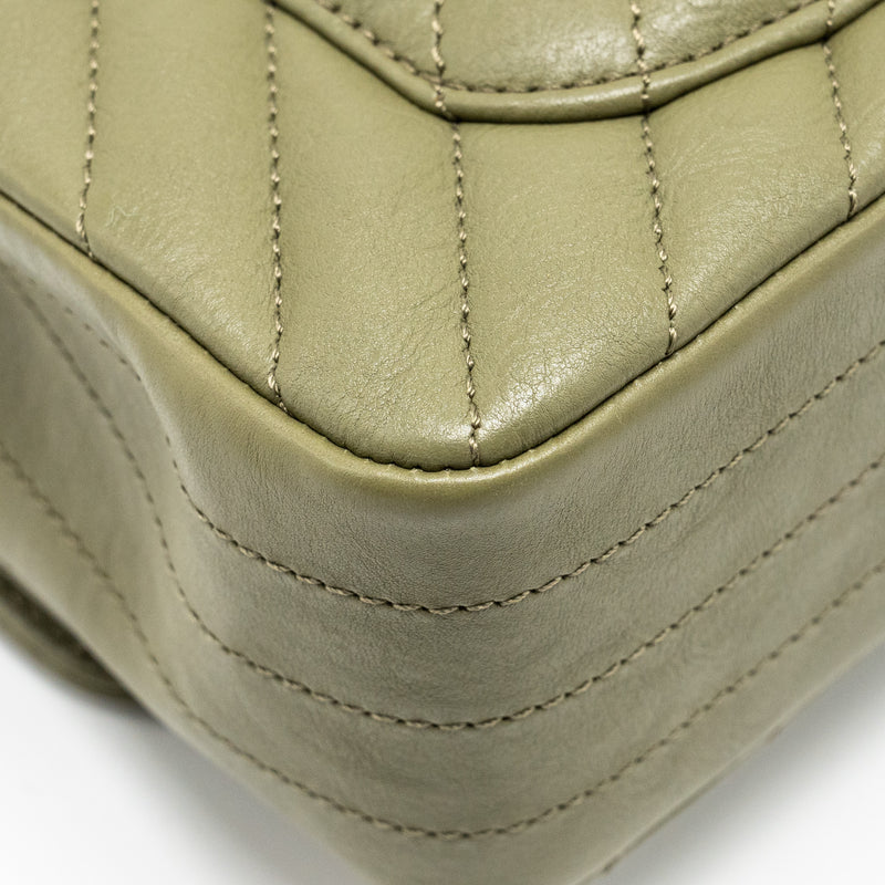 Chanel Chevron Mini Rectangular Flap Bag Calfskin Khaki GHW