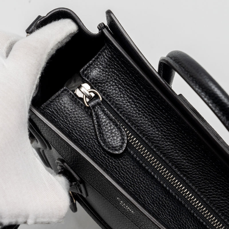 Celine nano luggage bag calfskin black SHW