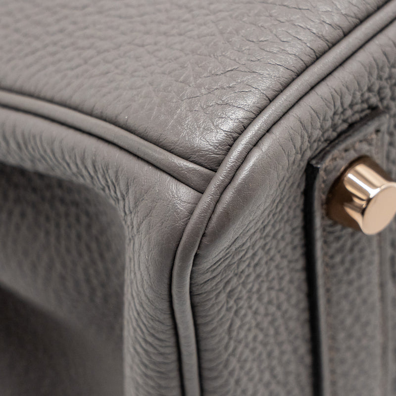 Hermes Birkin 25 Togo Gris Etain RGHW Stamp D