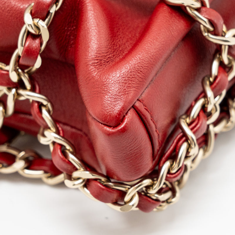 Chanel 20A Chain Frame CC Charm Shopping Tote Bag Lambskin Red LGHW