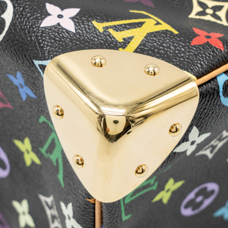 Louis Vuitton x Takashi Murakami Speedy 30 Limited Edition Multicoloured Monogram Canvas Black GHW