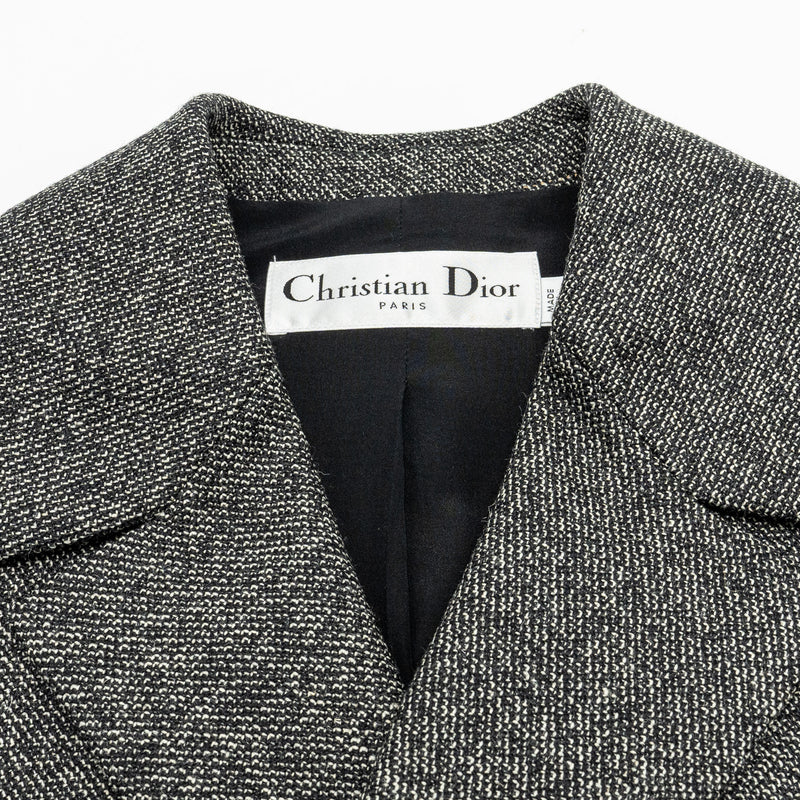 Dior Size 40 Sleeveless Dress/Vest with Belt Virgin Wool Grey