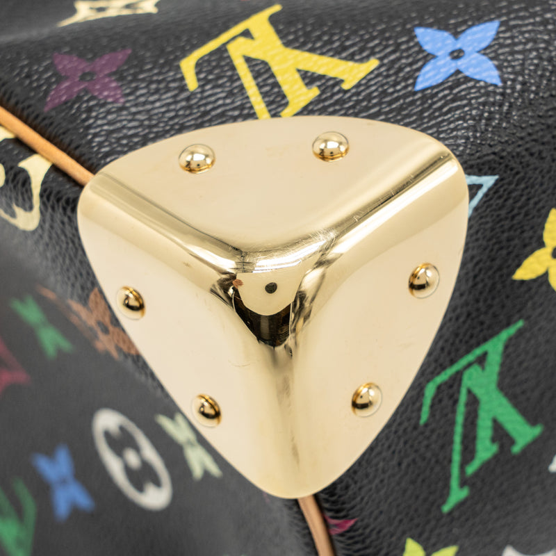 Louis Vuitton x Takashi Murakami Speedy 30 Limited Edition Multicoloured Monogram Canvas Black GHW