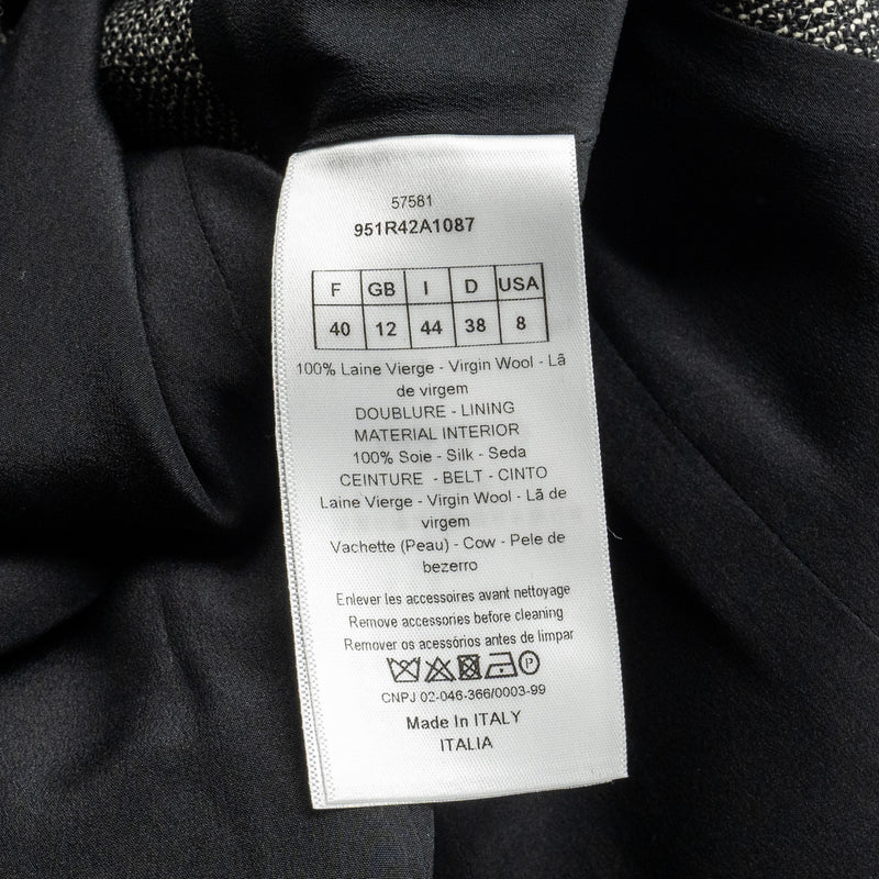 Dior Size 40 Sleeveless Dress/Vest with Belt Virgin Wool Grey