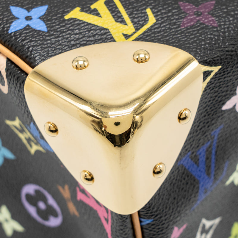 Louis Vuitton x Takashi Murakami Speedy 30 Limited Edition Multicoloured Monogram Canvas Black GHW