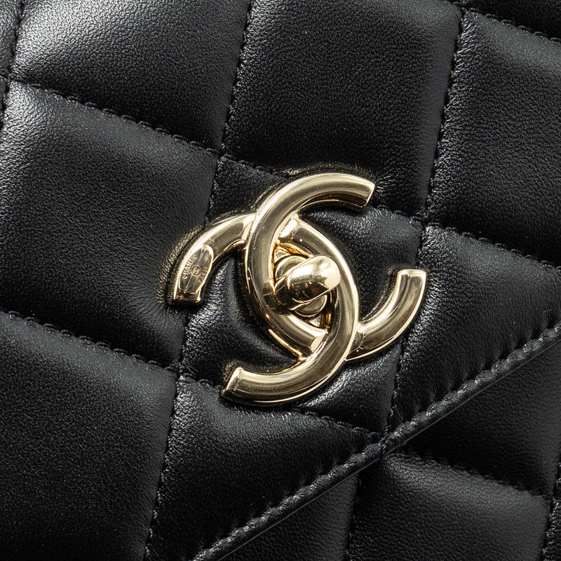 Chanel Small Trendy CC Flap Bag Lambskin Black LGHW (Microchip)