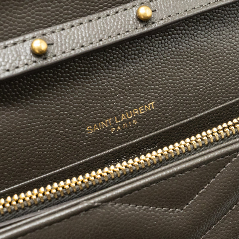 Saint Laurent/YSL Envelop Chain Bag Grained Calfskin Dark Green GHW