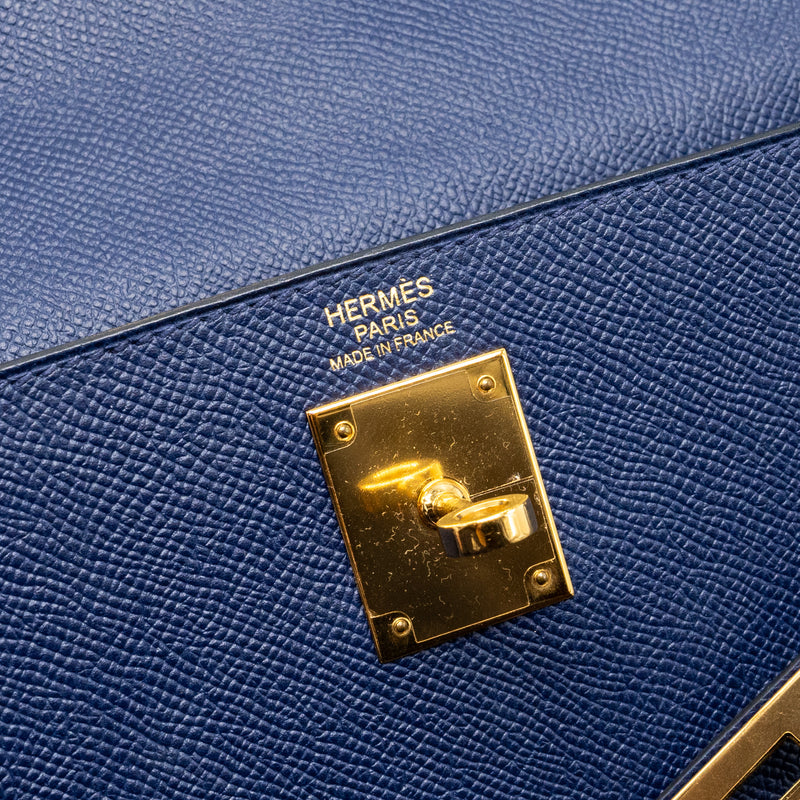 Hermes kelly 32 epsom blue sapphire GHW stamp X