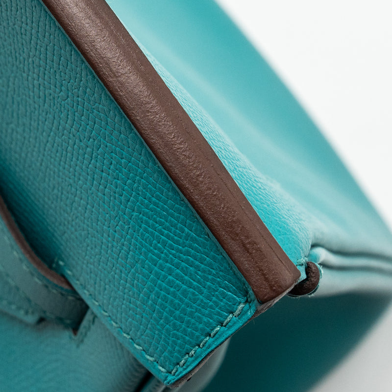 Hermes birkin 35 epsom blue paon SHW stamp square P