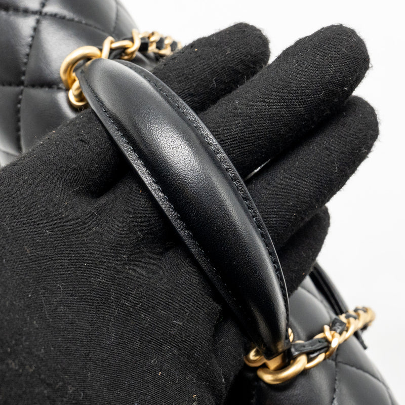 Chanel Top Handle Mini Rectangular Lambskin Black GHW (microchip)