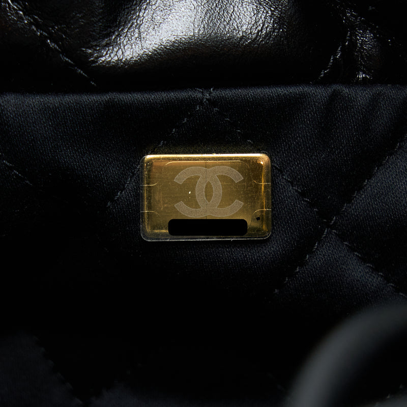 Chanel Mini 22 Bag Shiny Calfskin Black GHW (Microchip)