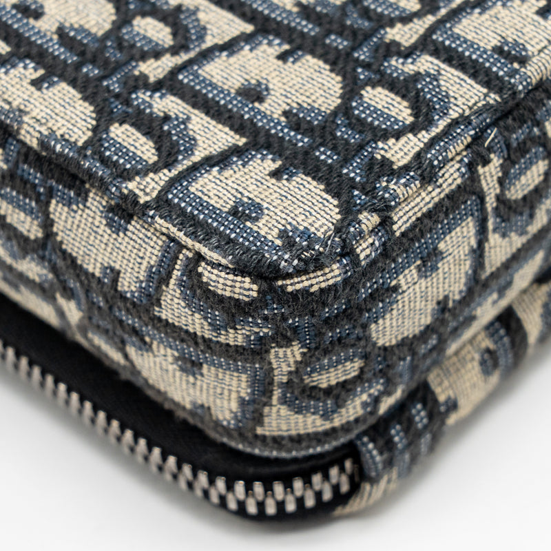 Dior Wallet On Strap Oblique Jacquard Canvas/Leather Blue SHW