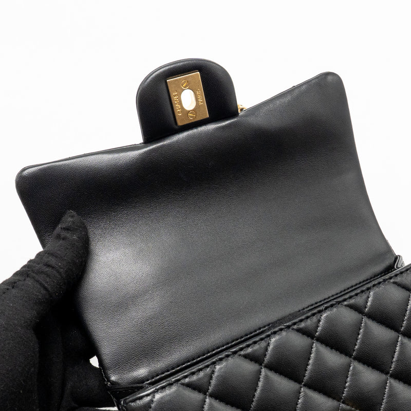 Chanel Top Handle Mini Rectangular Lambskin Black GHW (microchip)