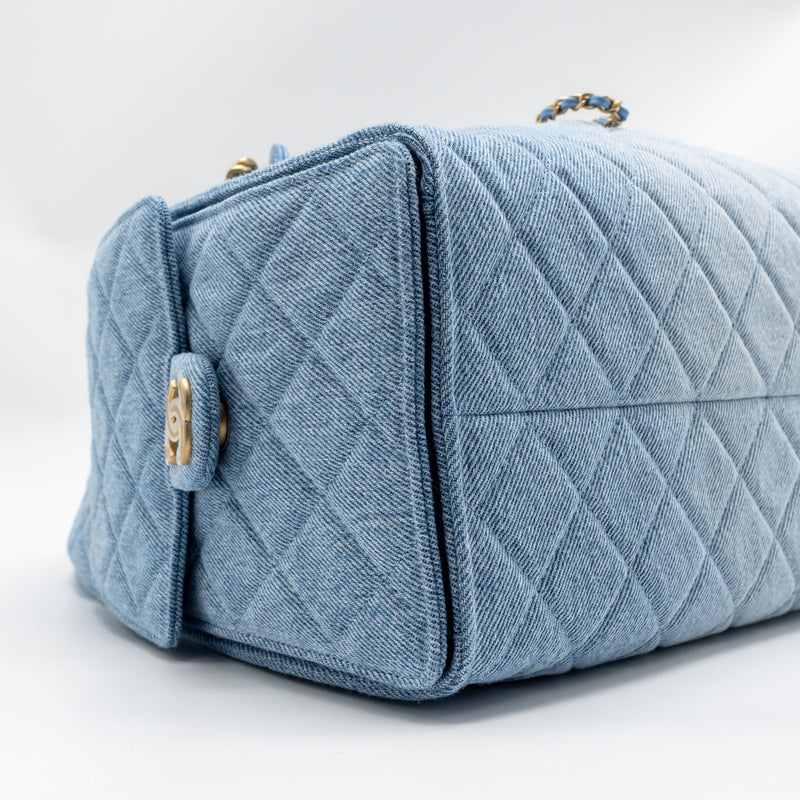 Chanel 25 Medium Handbag Washed Denim Blue GHW (Microchip)