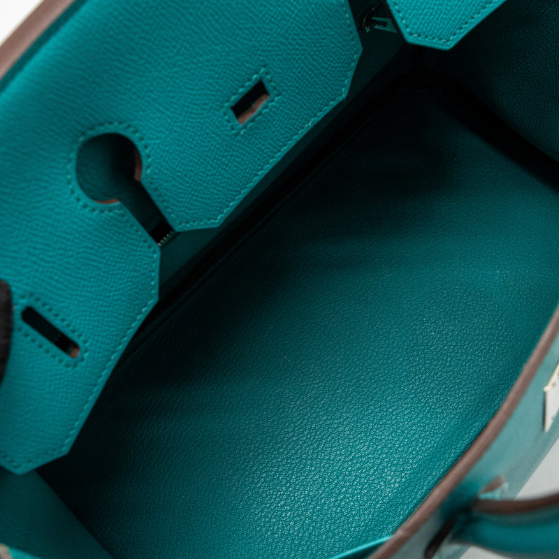 Hermes birkin 35 epsom blue paon SHW stamp square P