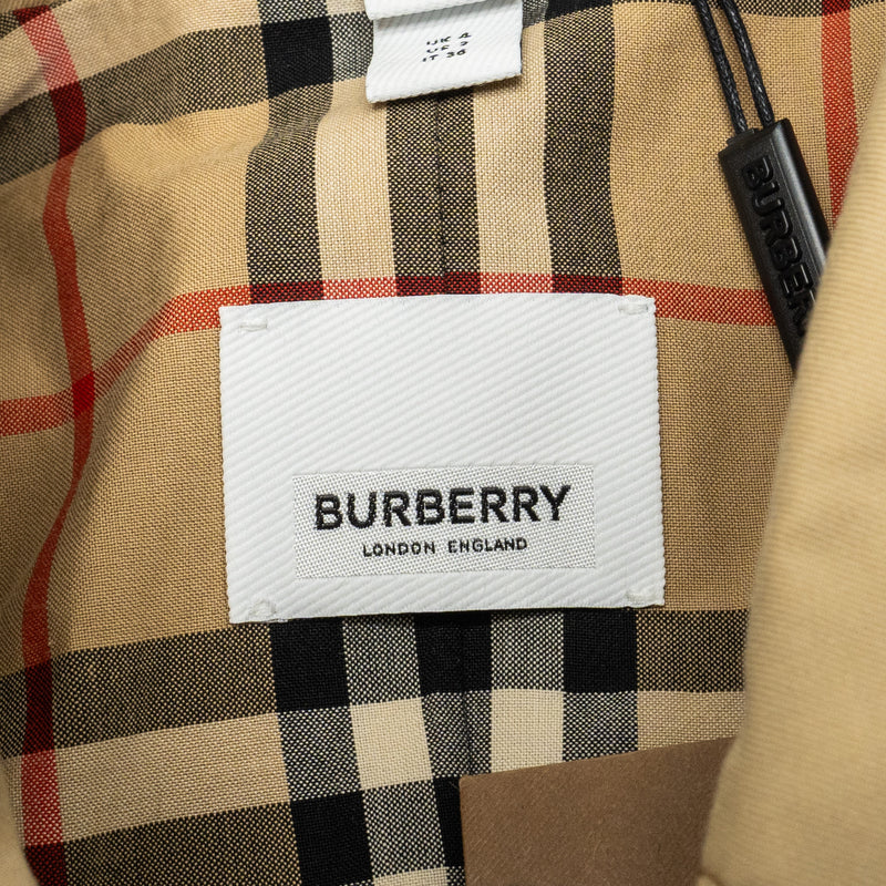 Burberry Size IT36 Corset-Belt Long Gabardine Trench Coat Cotton Light Beige