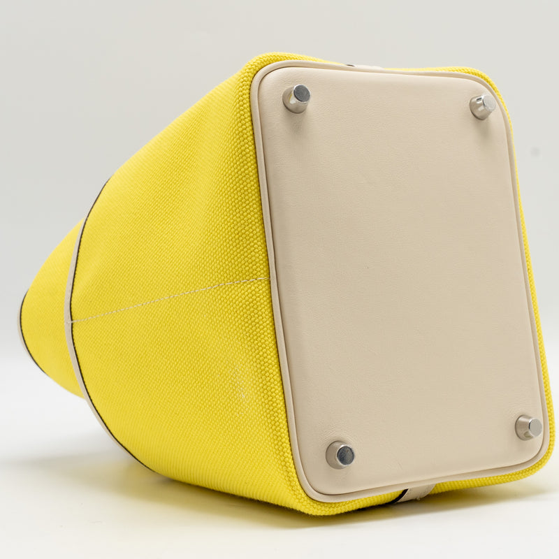 Hermes Cargo Picotin 18 Lock Bag Canvas/Swift Jaune Citron/Nata SHW Stamp U
