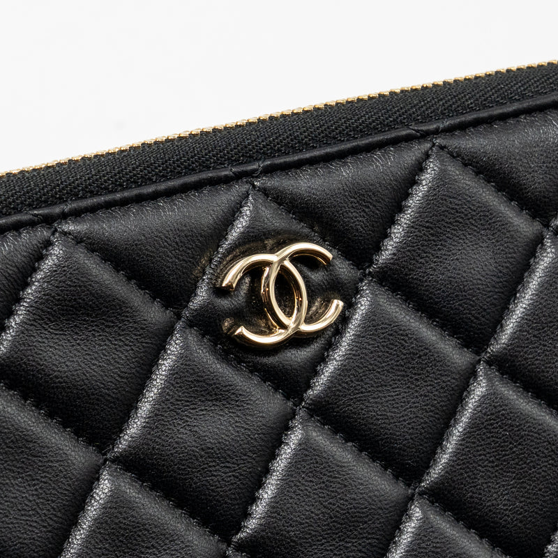 Chanel Coco Charms Chain Quilted Pouch Bag Lambskin Black LGHW