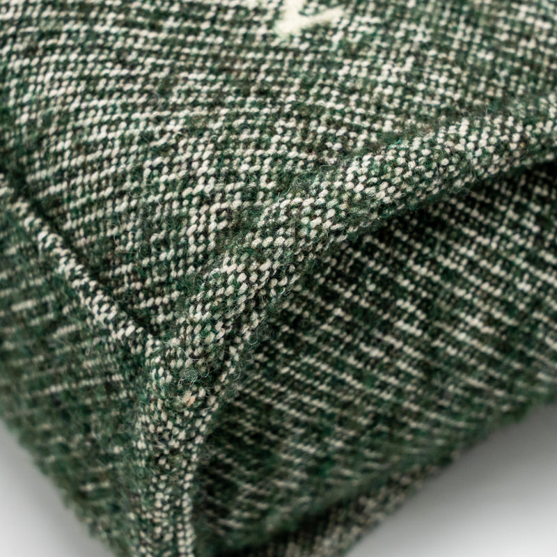 Chanel Small Shopping Tote Bag Fabric/Leather Green/White SHW (Microchip)