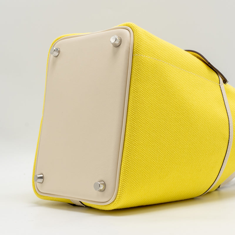Hermes Cargo Picotin 18 Lock Bag Canvas/Swift Jaune Citron/Nata SHW Stamp U