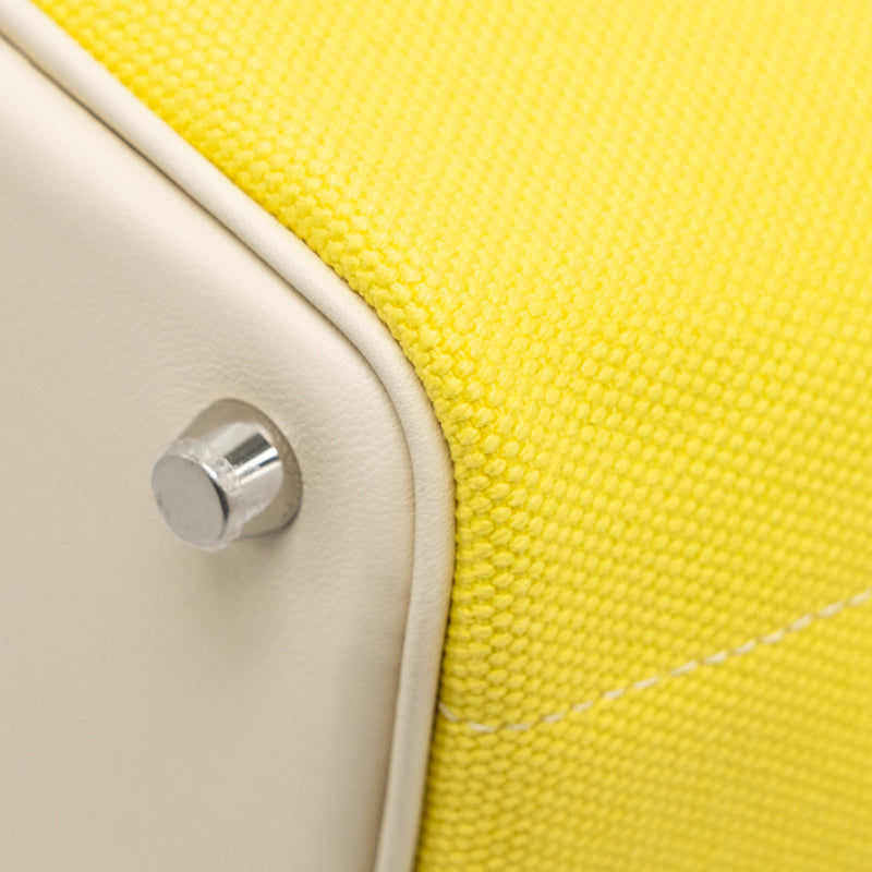 Hermes Cargo Picotin 18 Lock Bag Canvas/Swift Jaune Citron/Nata SHW Stamp U