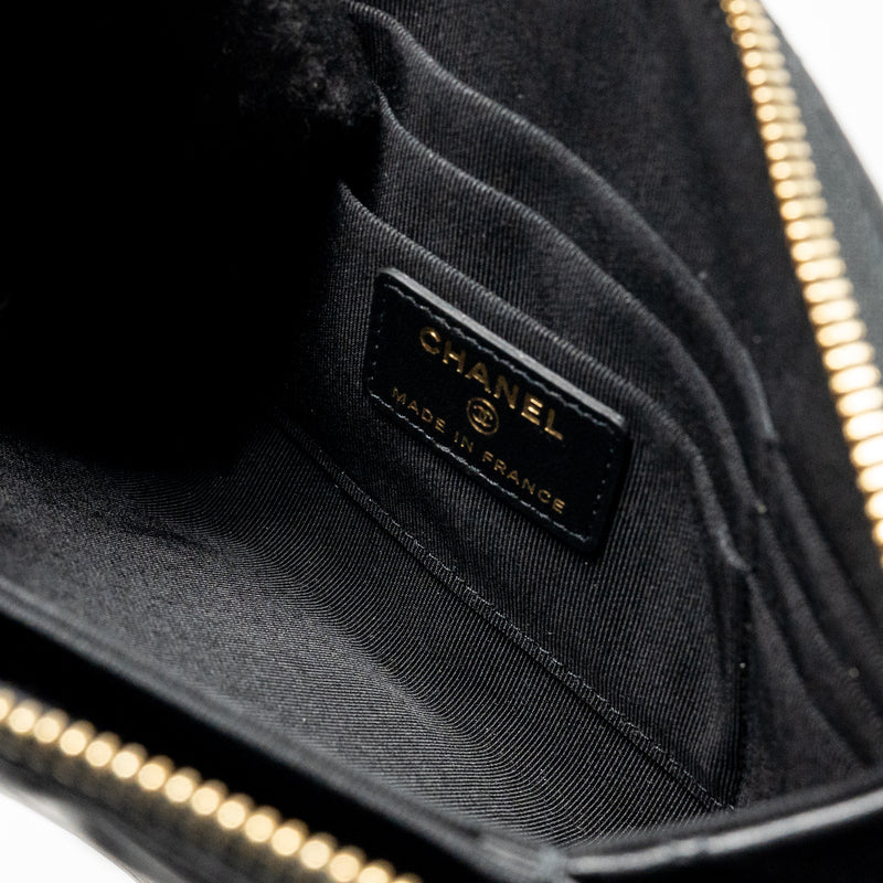 Chanel Coco Charms Chain Quilted Pouch Bag Lambskin Black LGHW