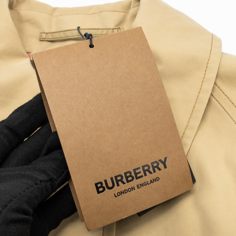 Burberry Size IT36 Corset-Belt Long Gabardine Trench Coat Cotton Light Beige