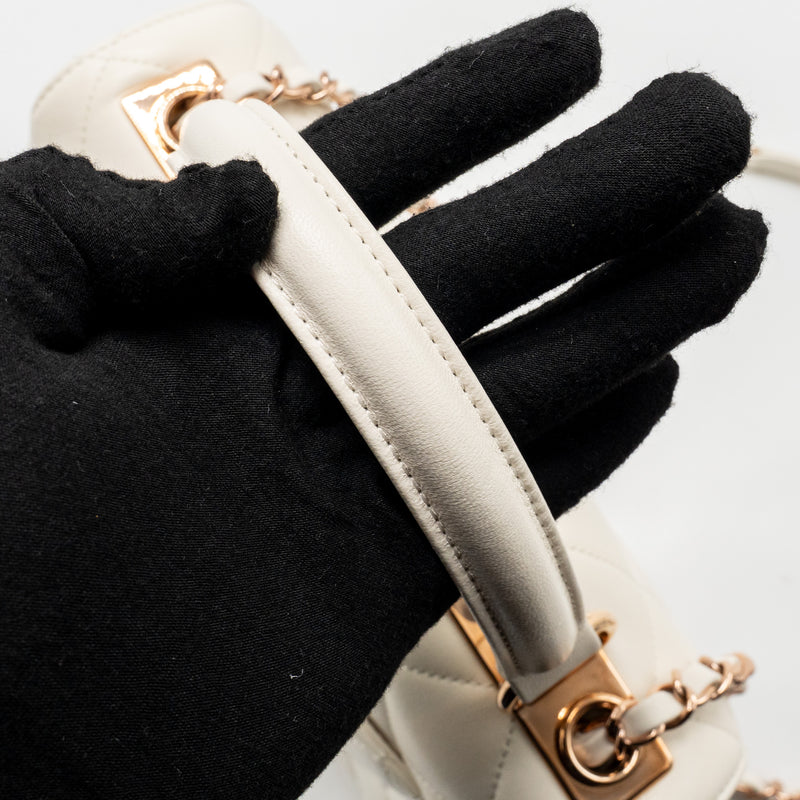 Chanel Top Handle Trendy CC Flap Bag Lambskin White RGHW (microchip)
