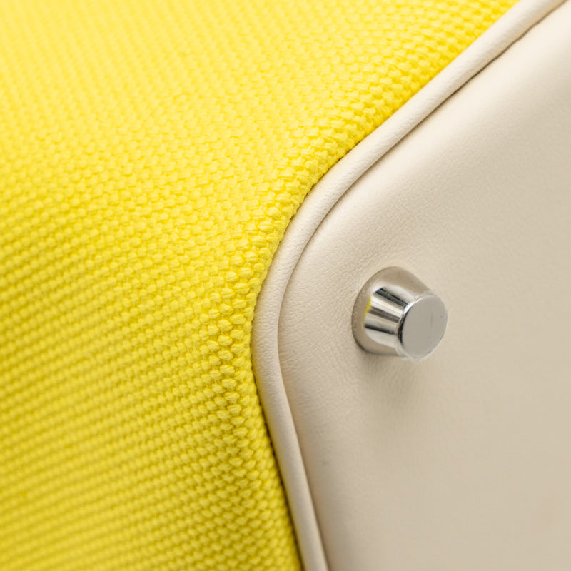 Hermes Cargo Picotin 18 Lock Bag Canvas/Swift Jaune Citron/Nata SHW Stamp U