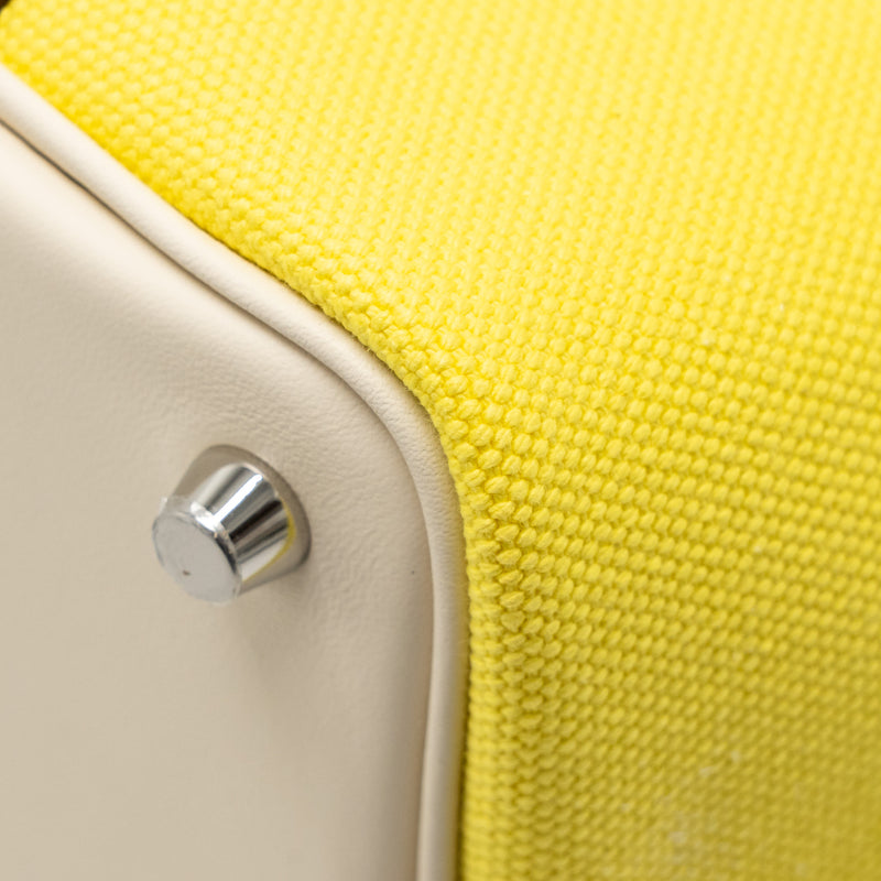 Hermes Cargo Picotin 18 Lock Bag Canvas/Swift Jaune Citron/Nata SHW Stamp U