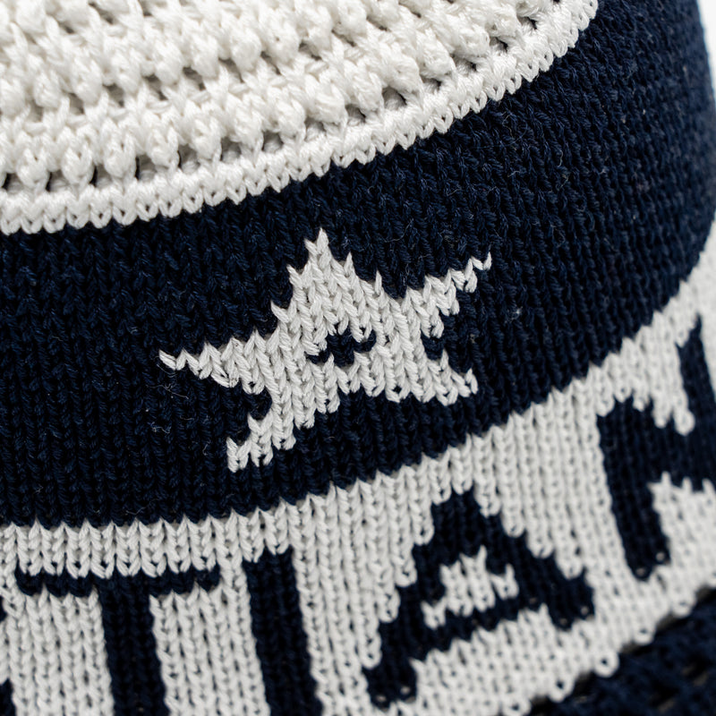 Dior Size S D-Tulipe Cloche Cotton Knit Blend Blue/White