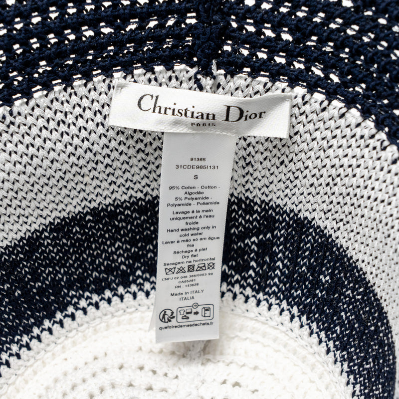 Dior Size S D-Tulipe Cloche Cotton Knit Blend Blue/White