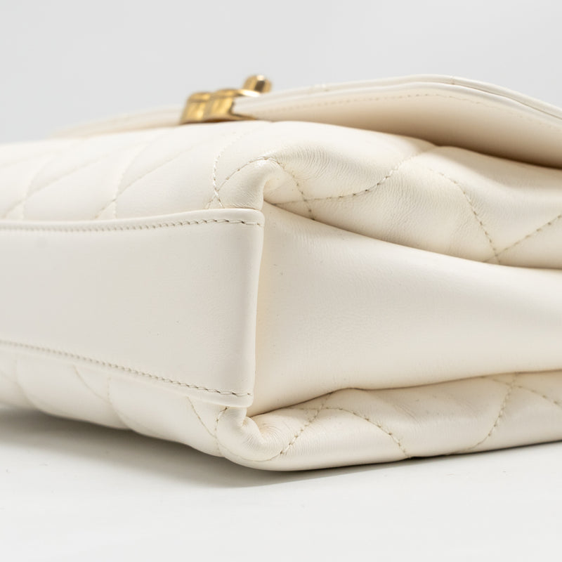 Chanel Quilted Flap Bag with Letter Chain Lambskin White GHW (Microchip)