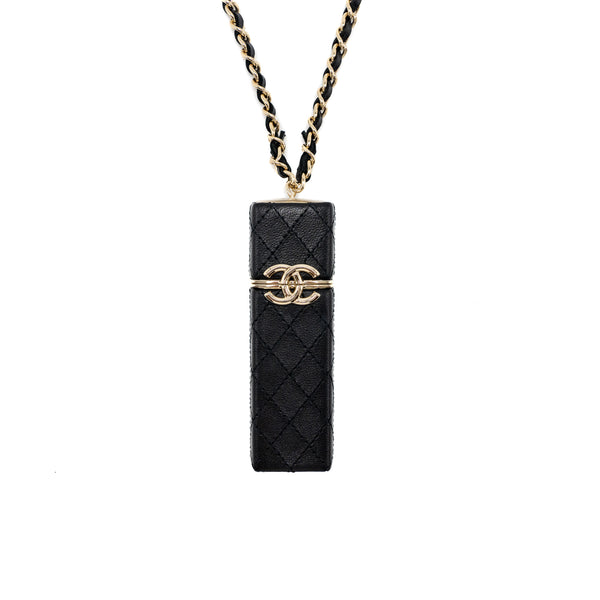 Chanel lipstick case on chain lambskin black LGHW