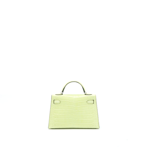 Hermes Mini Kelly II Alligator Mississippiensis R9 Jaune Bourgeon SHW Stamp Y