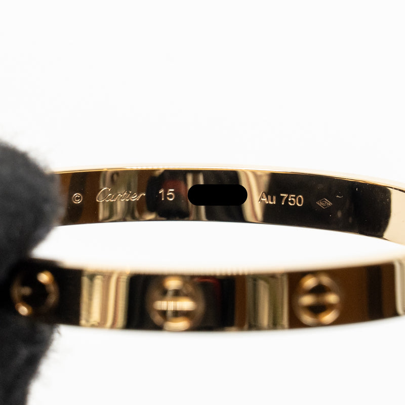 Cartier size 15 love bracelet classic model yellow gold