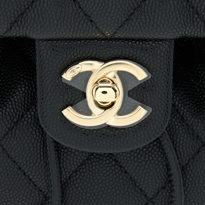 Chanel 23p Mini Flap Backpack Caviar Black LGHW (Microchip)