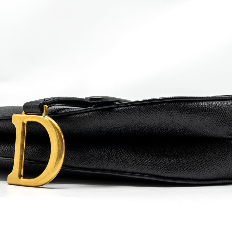 Dior Medium Saddle grained calfskin black GHW