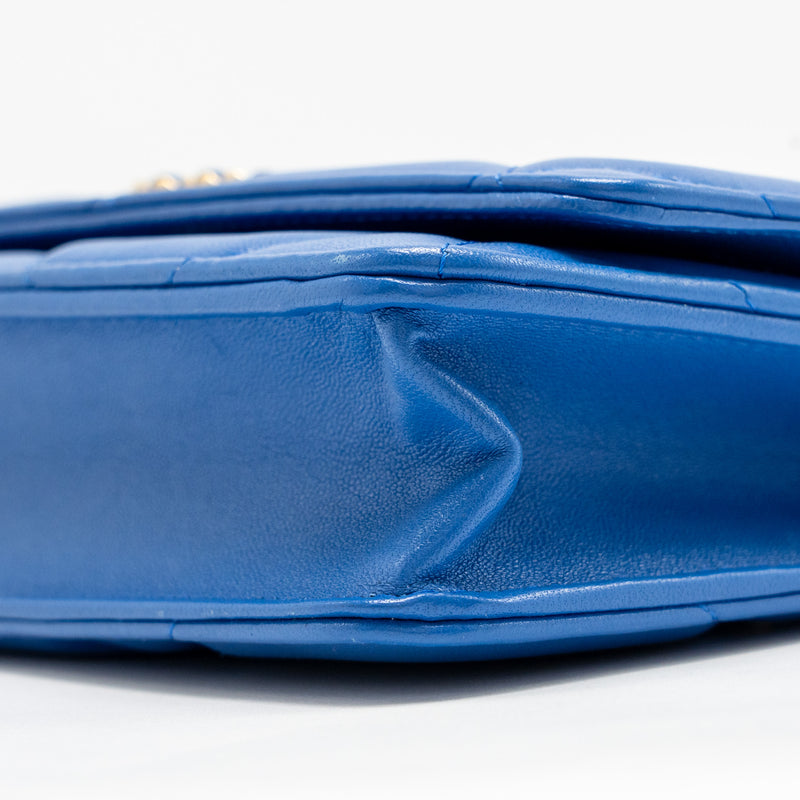 Chanel 19 Wallet On Chain Lambskin Blue Multicolour Hardware